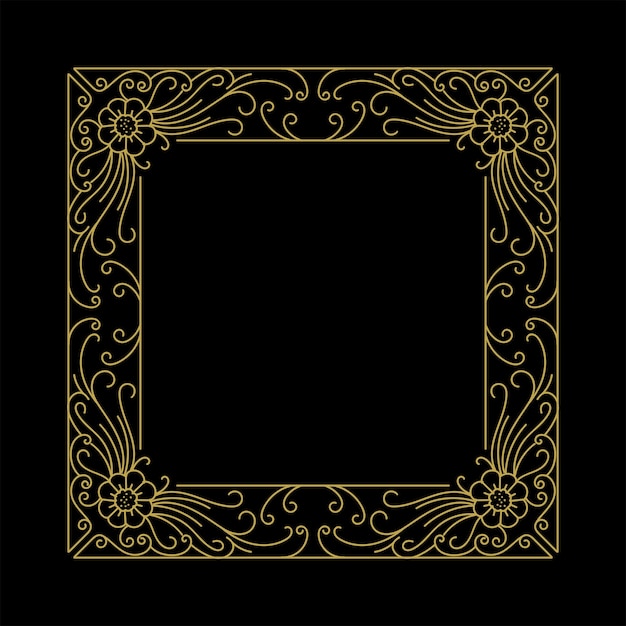 Vettore vintage square royal border frame con ornamenti floreali art deco