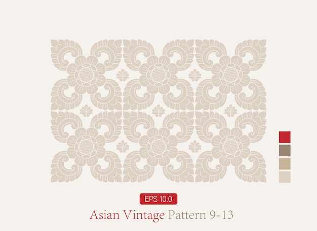 Vintage square symmetrical vine floral vector ornament pattern isolated on white background