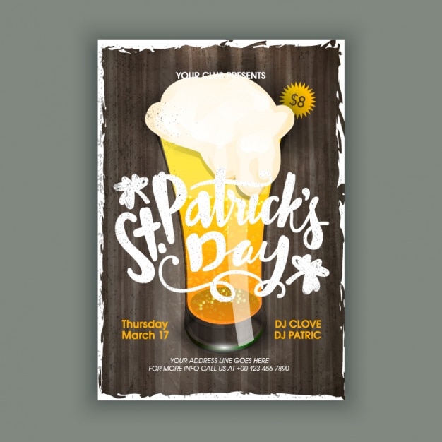 Vector vintage st patrick's day brochure met bier