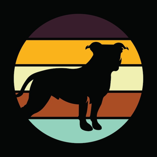 Вектор Винтаж стаффордширский булл терьер порода собак ретро иллюстрация графика премиум-вектор