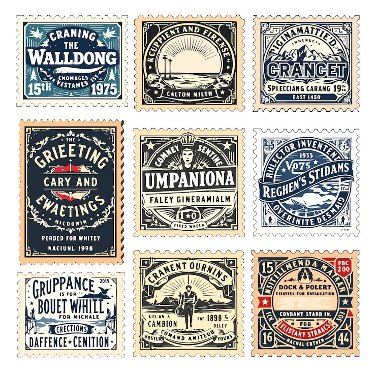 Vector vintage stamps set vector