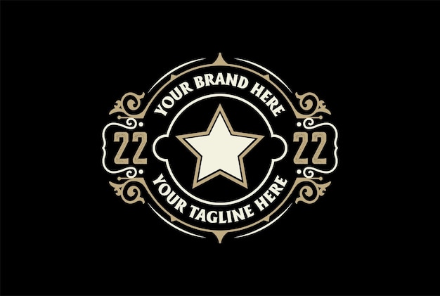 Vintage Star Badge Embleem Stempel Label Logo Design Vector