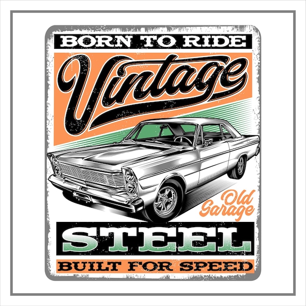 Vector vintage steel car signs