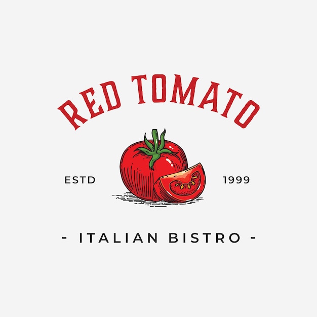Vector vintage stijl hand getrokken tomaat badge vector