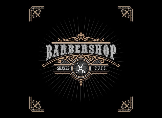 Vintage stijl kapperszaak logo ontwerpsjabloon