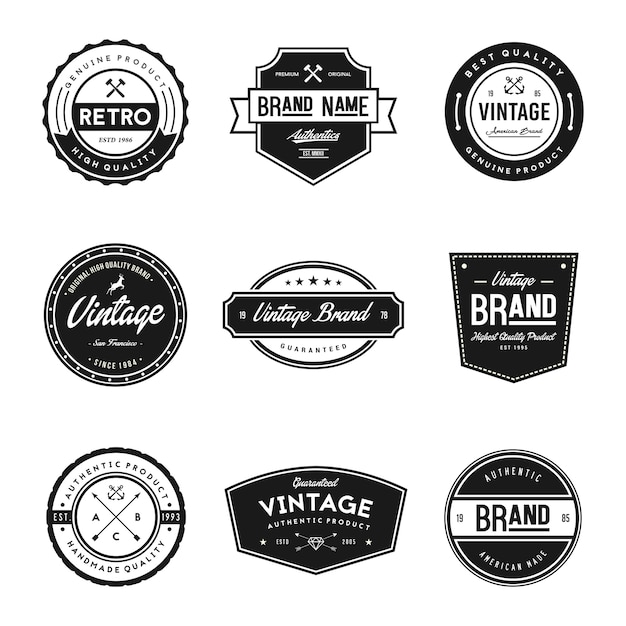 Vintage stijl merk badges