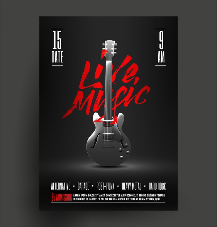 Vector vintage stijl retro live rockmuziek partij of evenement poster