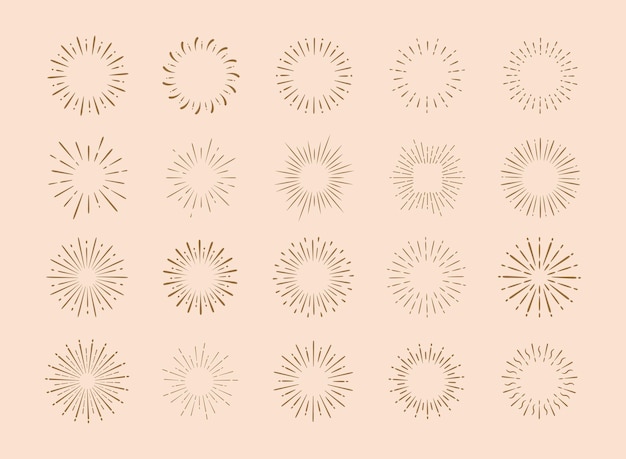 Vintage stijl sunburst eenvoudige lijnen van diffuus licht