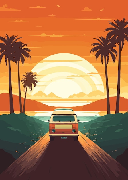 vintage stijl zomer thema poster reis vakantie poster