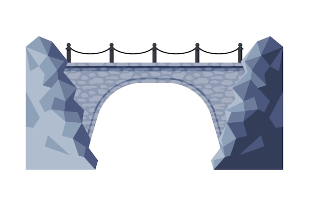 Vector vintage stone bridge architectural design element flat vector illustration