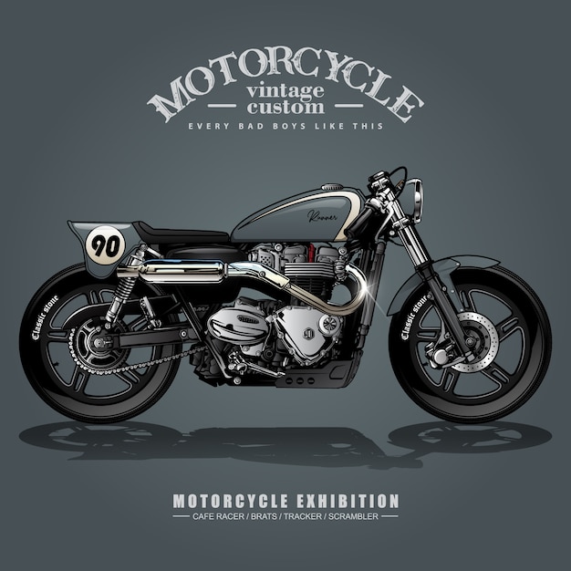 Vintage street tracker motorcycle poster