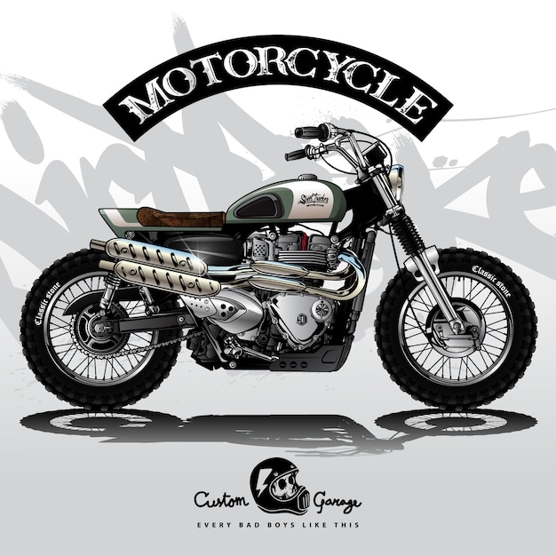 Vintage Street Tracker Мотоцикл плакат