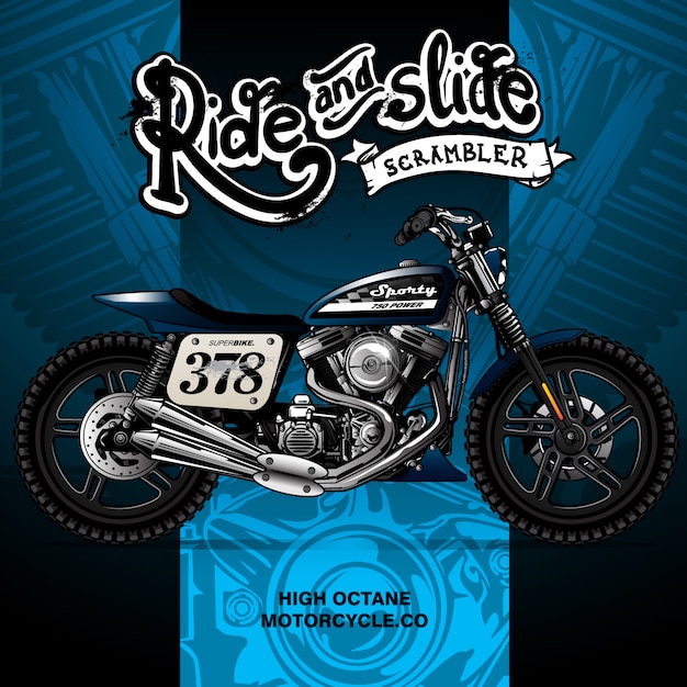 Vintage street tracker motorfiets poster