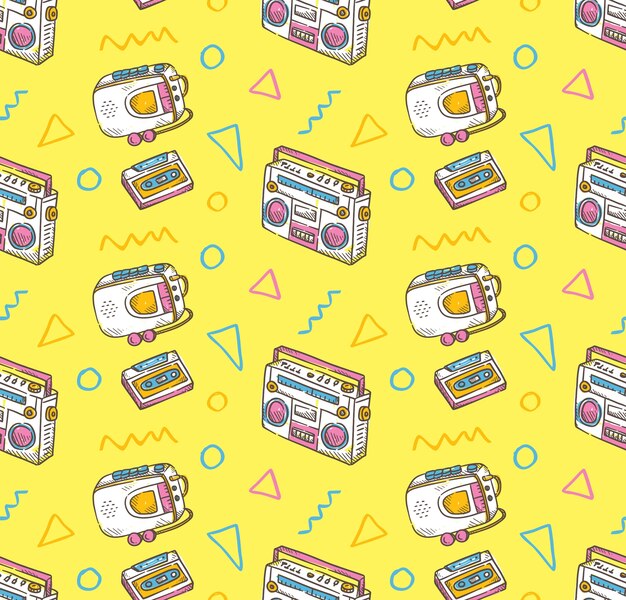 Vector vintage stuff seamless background