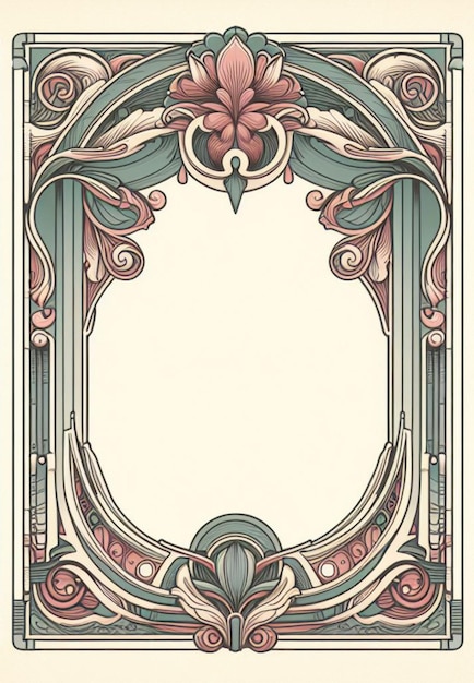 Vintage Style Art Nouveau Frame in Soft Tones