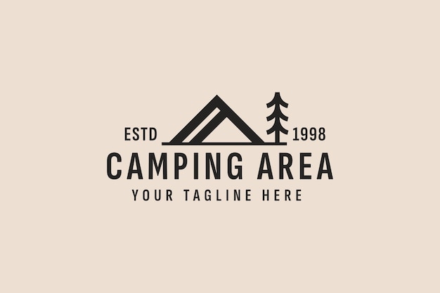 vintage style camping logo vector icon illustration