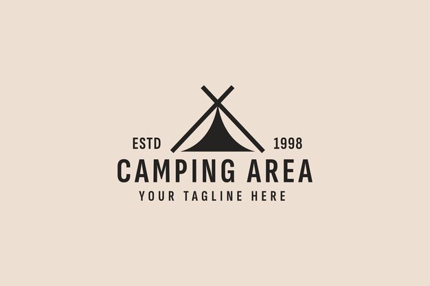 Vector vintage style camping logo vector icon illustration