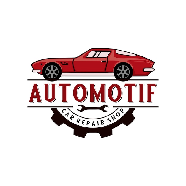 Vettore logo auto d'epoca in stile vintage. elementi di sagoma di auto d'epoca per il lavoro di vendita di auto a noleggio