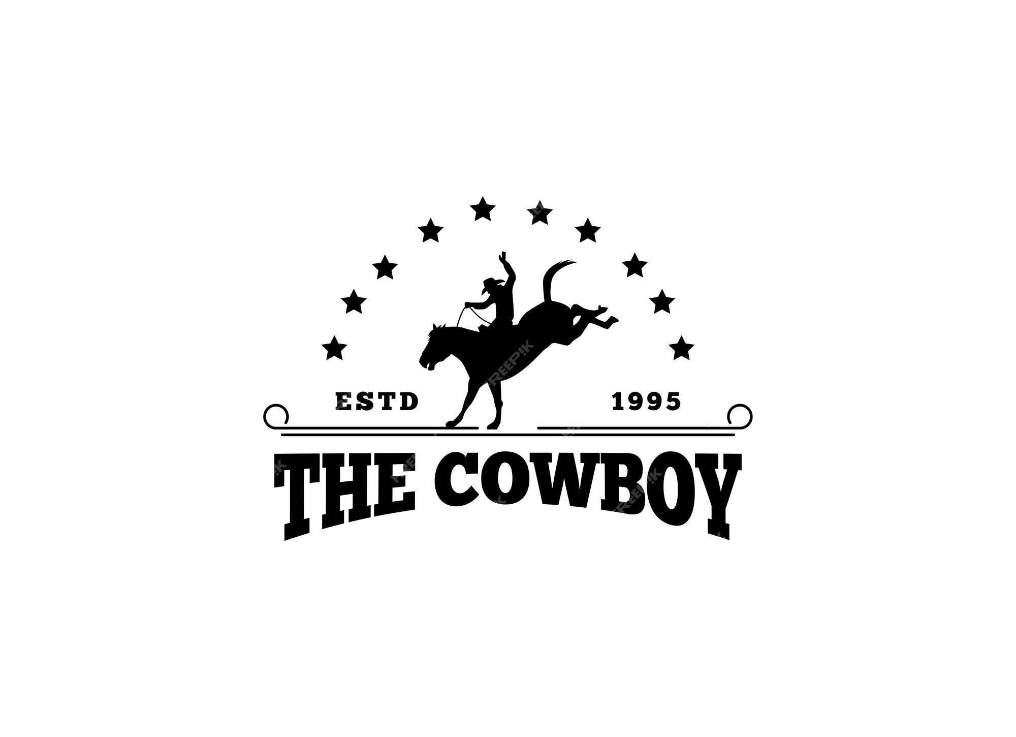 Premium Vector | Vintage style cowboy logo design rodeo texas cowboy logo