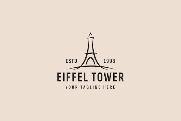 Vettore illustrazione dell'icona vettoriale del logo della torre eiffel in stile vintage