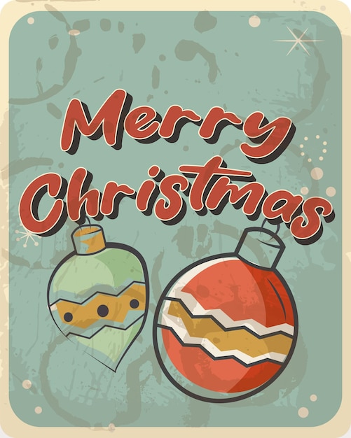 빈티지 스타일 인사말 카드 Merry Christmas Editable 그런지 효과는 새로운 깨끗한 사인을 위해 쉽게 제거할 수 있습니다.