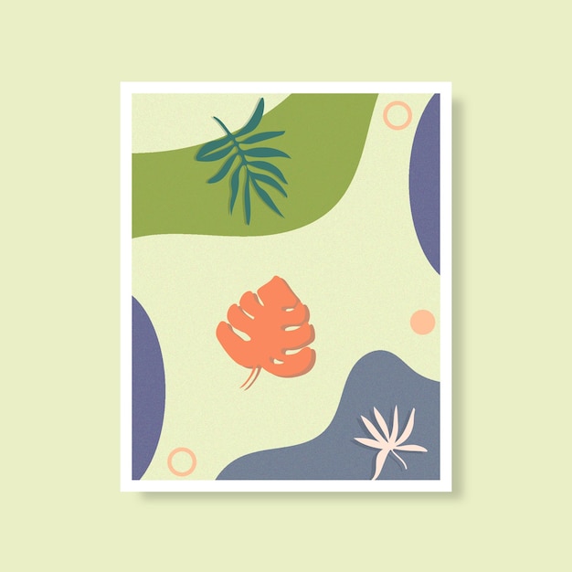 vintage style minimal wall poster card design with vintage color leaves