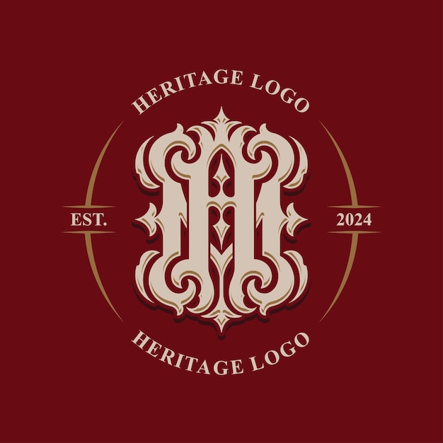 ヴィンテージ・スタイル・モノグラム (AMまたはMA) 招待状のブランド要素のためのバッジ・ロゴデザイン