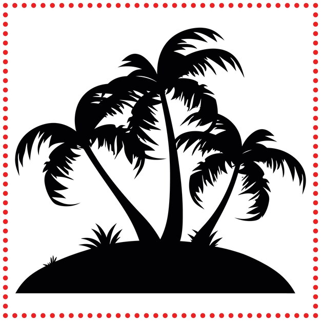 Vector vintage style palm tree silhouette artistic black and white design with classic island vibe