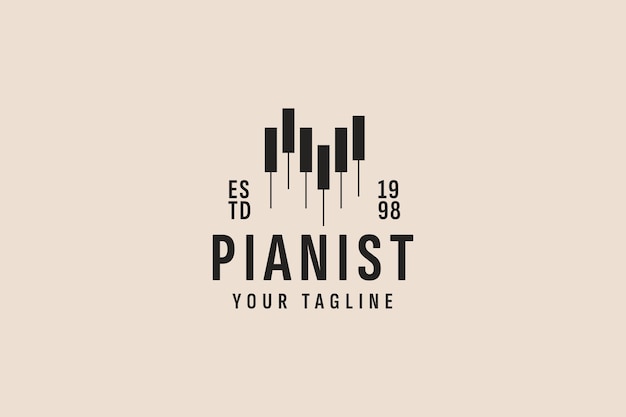 vintage style piano logo vector icon illustration