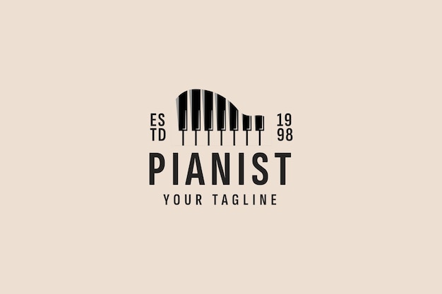 Vector vintage style piano logo vector icon illustration