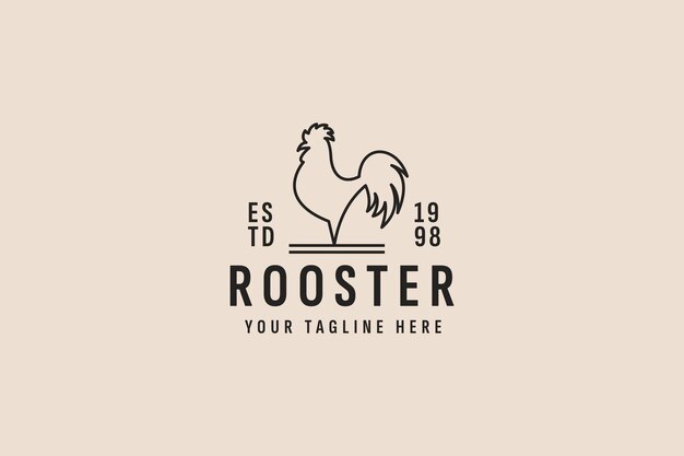 Vector vintage style rooster logo vector icon illustration