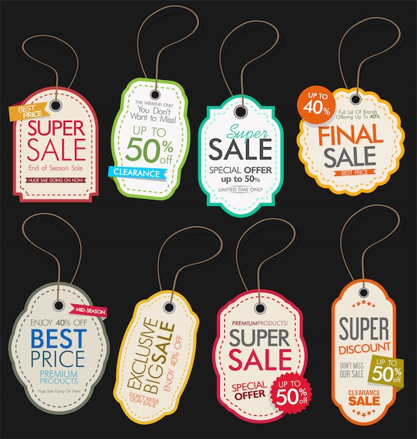 Vintage Style Sale Tags Design vector collection