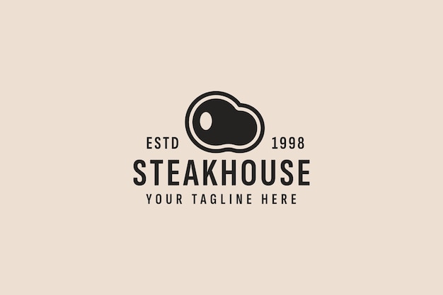 Illustrazione dell'icona vettoriale del logo della steakhouse in stile vintage