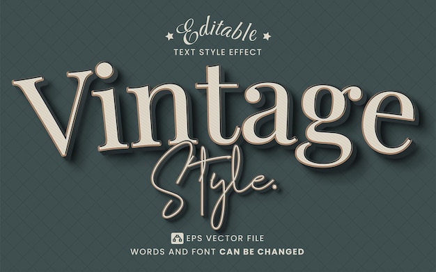 Vettore effetto testo stile vintage