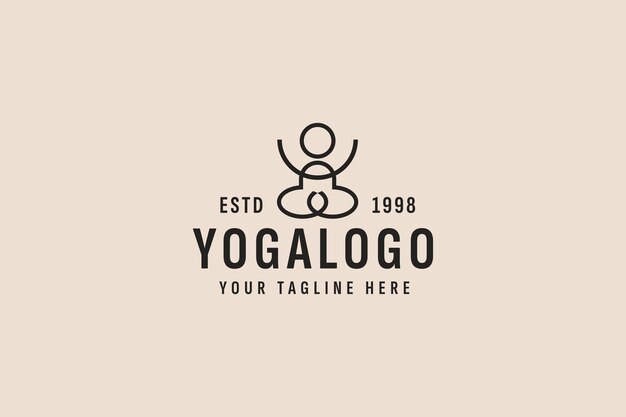 Vector vintage style yoga logo vector icon illustration