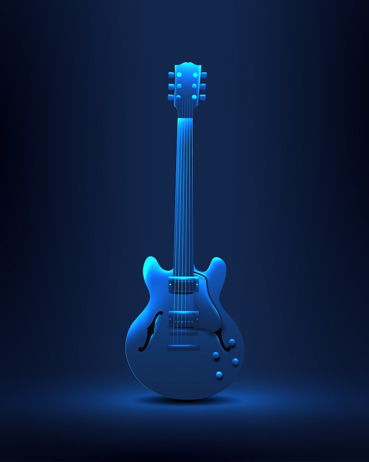 Vector vintage styled retro live rock music party with guitar 