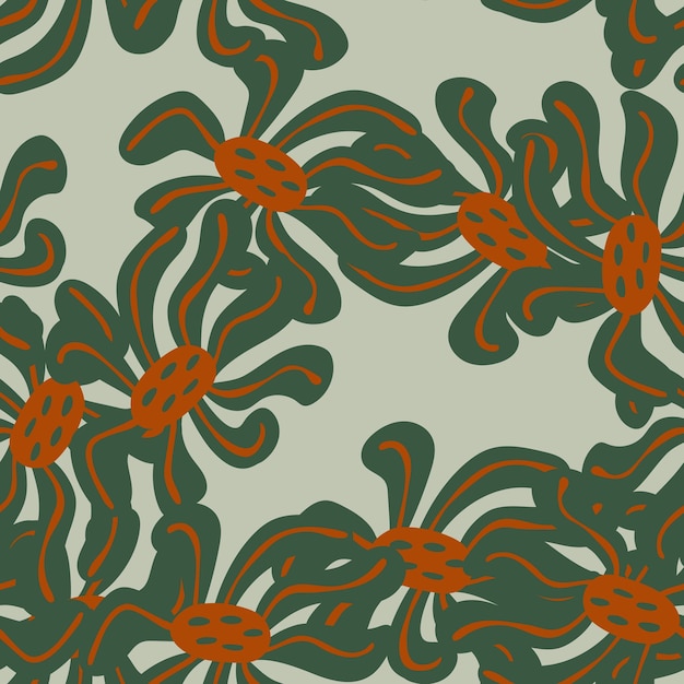 Vintage stylized flowers background decorative retro abstract bud flower seamless pattern