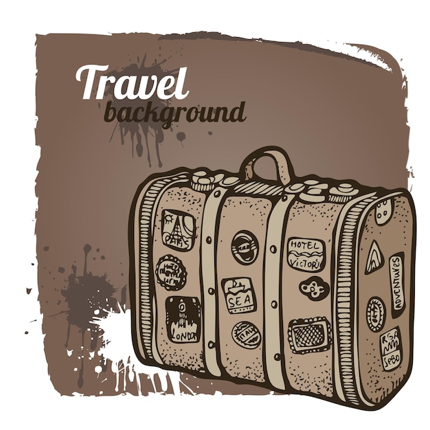 Vintage suitcase vector illustration old travel bag