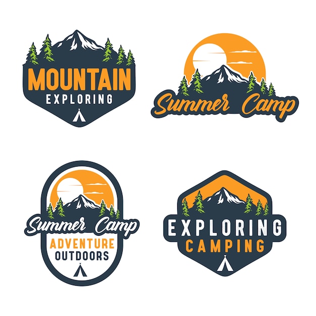 Vintage summer camp badge logo