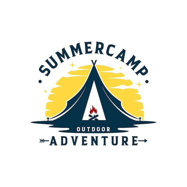 Vintage summer camp logo template