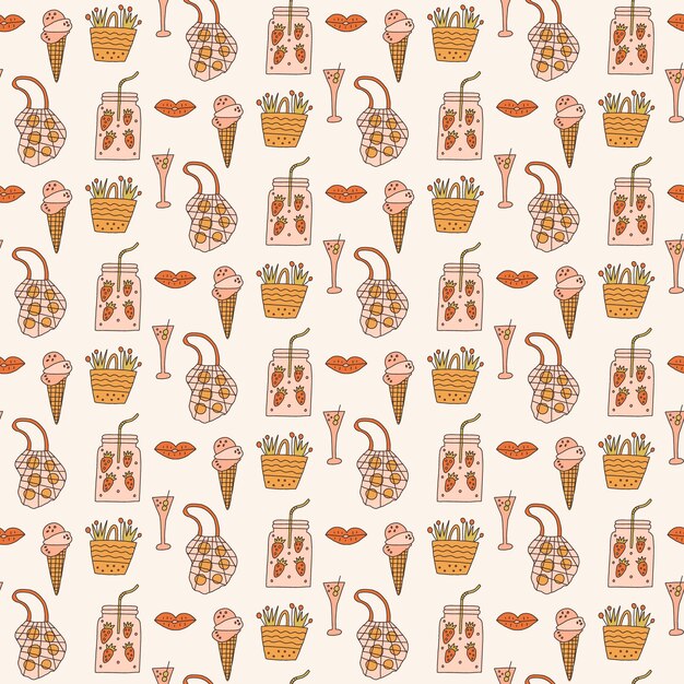 Vintage summer item seamless pattern