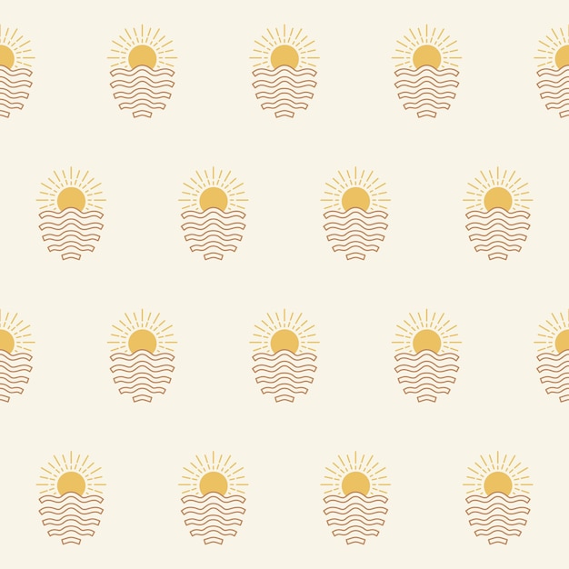 Vintage Sun Vector Seamless Pattern