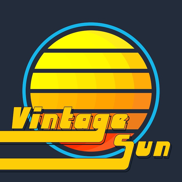 Vintage sun with yellow-orange stripes