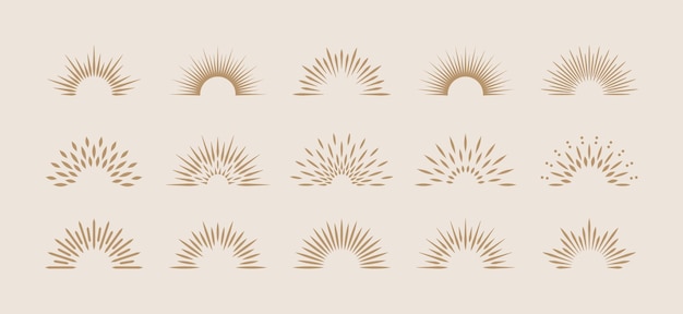 Vector vintage sunburst collection elements design best quality, sun, starburst, rays, sunrise, sunset