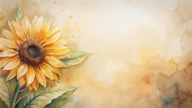 Vector vintage sunflower flower watercolor background