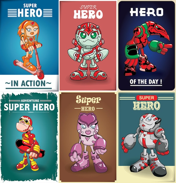 Vintage Super hero poster design with vector super hero character