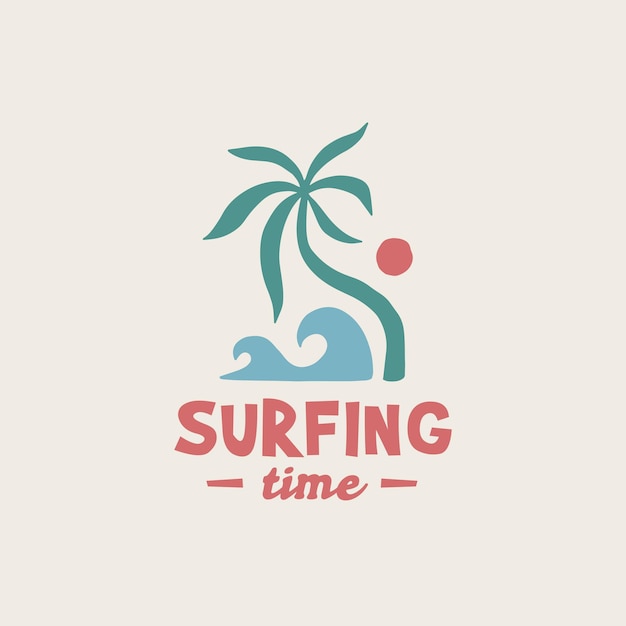 Vintage surf logo design template for surf club surf shop surf merch