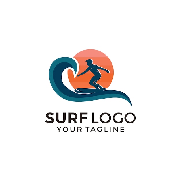 Шаблон логотипа vintage surf surf badge летнее веселье