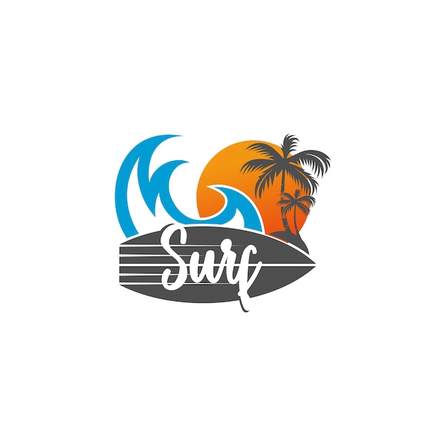 Vettore modello di logo surf vintage surf badge