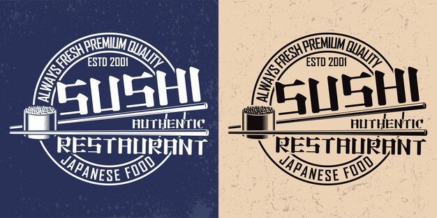 Vector vintage sushibar-logo of embleemontwerp